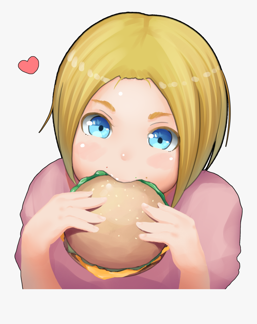 Anime Girl Eating Burger Png Image - Cartoon, Transparent Clipart