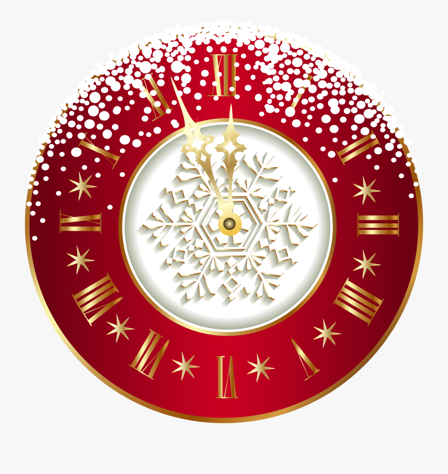 Red New Year Clock Png Clipart Image, Transparent Clipart