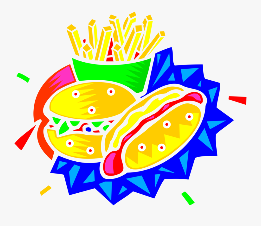 Vector Illustration Of Hamburger And Fries Fast Food, Transparent Clipart