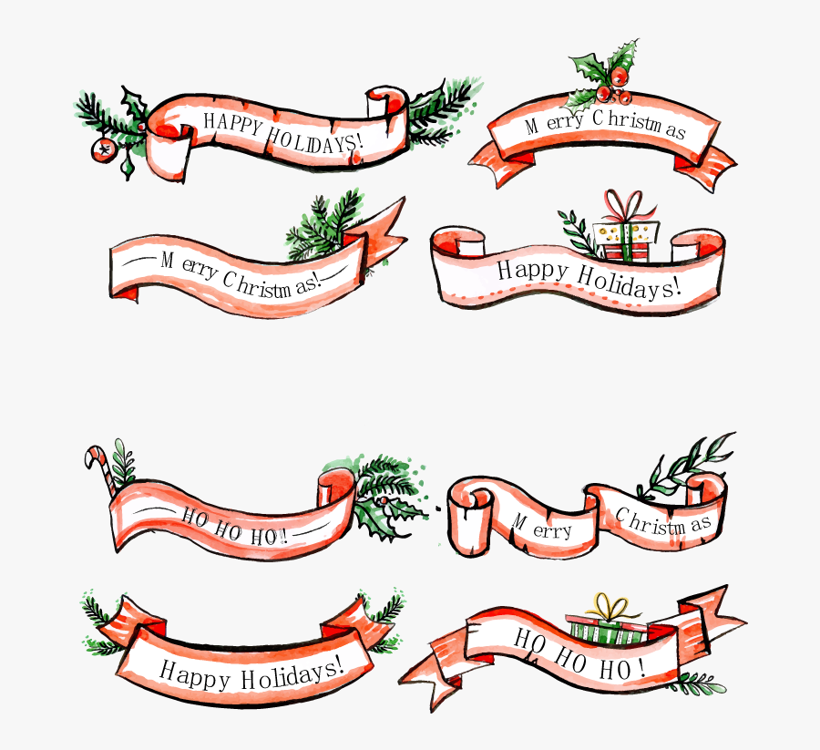 Decor Vector Holiday - Happy Holidays Banner Watercolor, Transparent Clipart