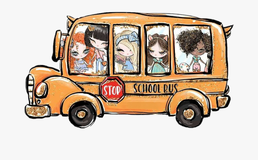 Watercolor Schoolbus Bus Backtoschool School Schoolgirl - Karamfila Back To School Clipart, Transparent Clipart