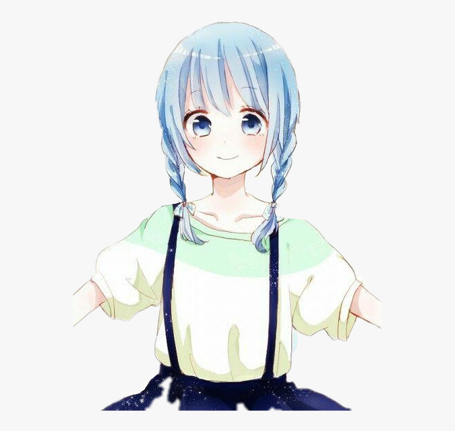 Transparent Girl With Pigtails Clipart - Cute Blue Haired Anime Girls, Transparent Clipart