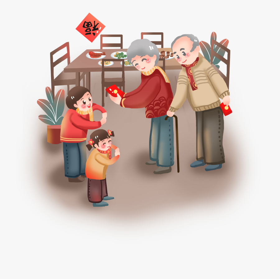 New Year Eve Red Envelope Lucky Money Png And Psd - Cartoon, Transparent Clipart