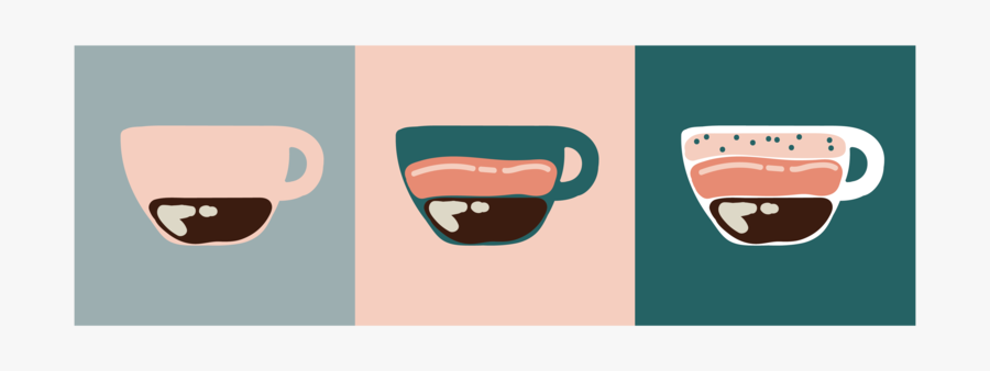 Mug And Coffee Illustration Fun Colors Latte Coffee, Transparent Clipart