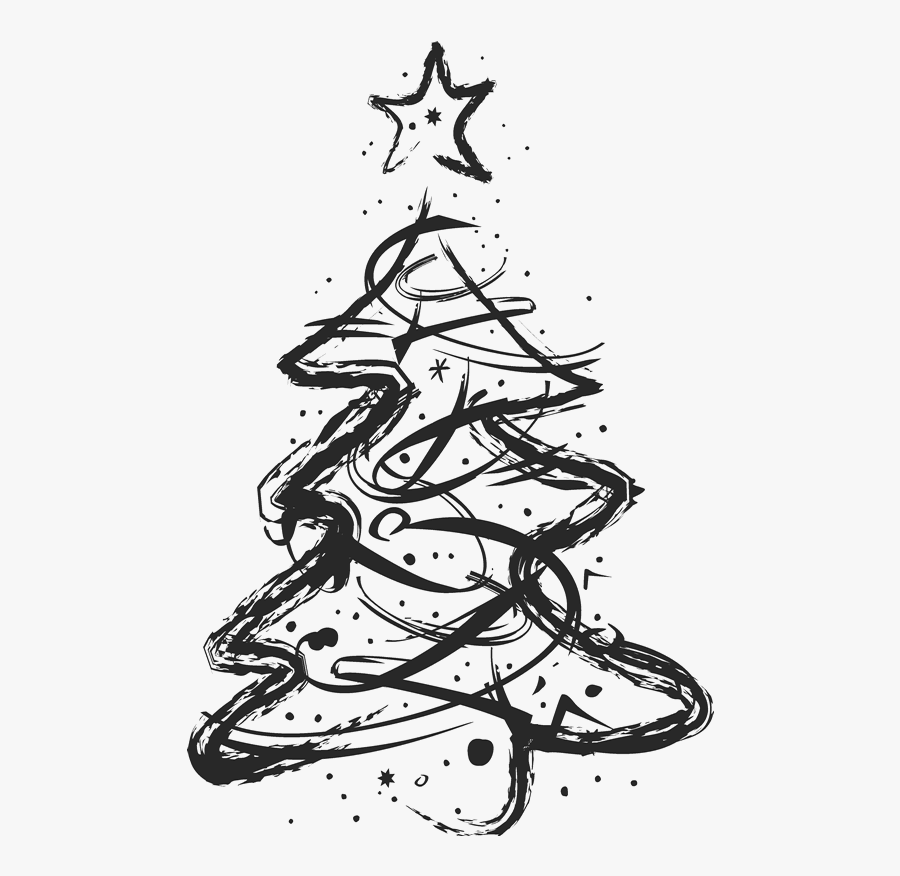 Minimalist Christmas Tree Drawing, Transparent Clipart