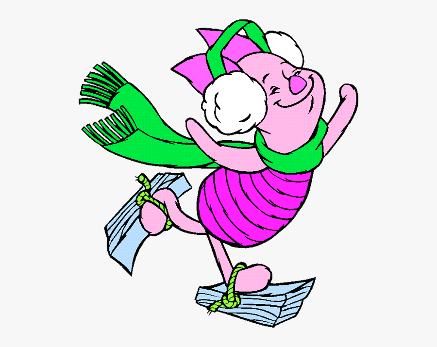 Piglet Winnie The Pooh Ice Skating Clipart - Winnie The Pooh Piglet Christmas, Transparent Clipart