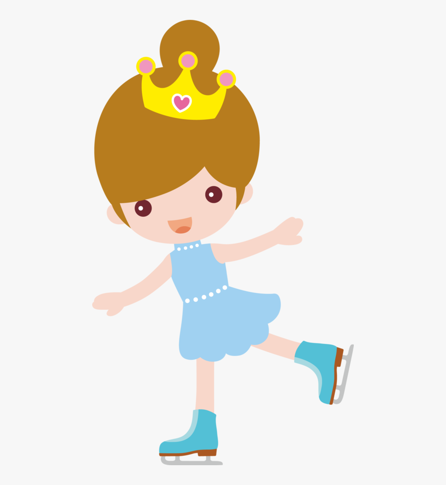 Princess Clipart Ice Skating - Ice Skating Princess Cartoon, Transparent Clipart