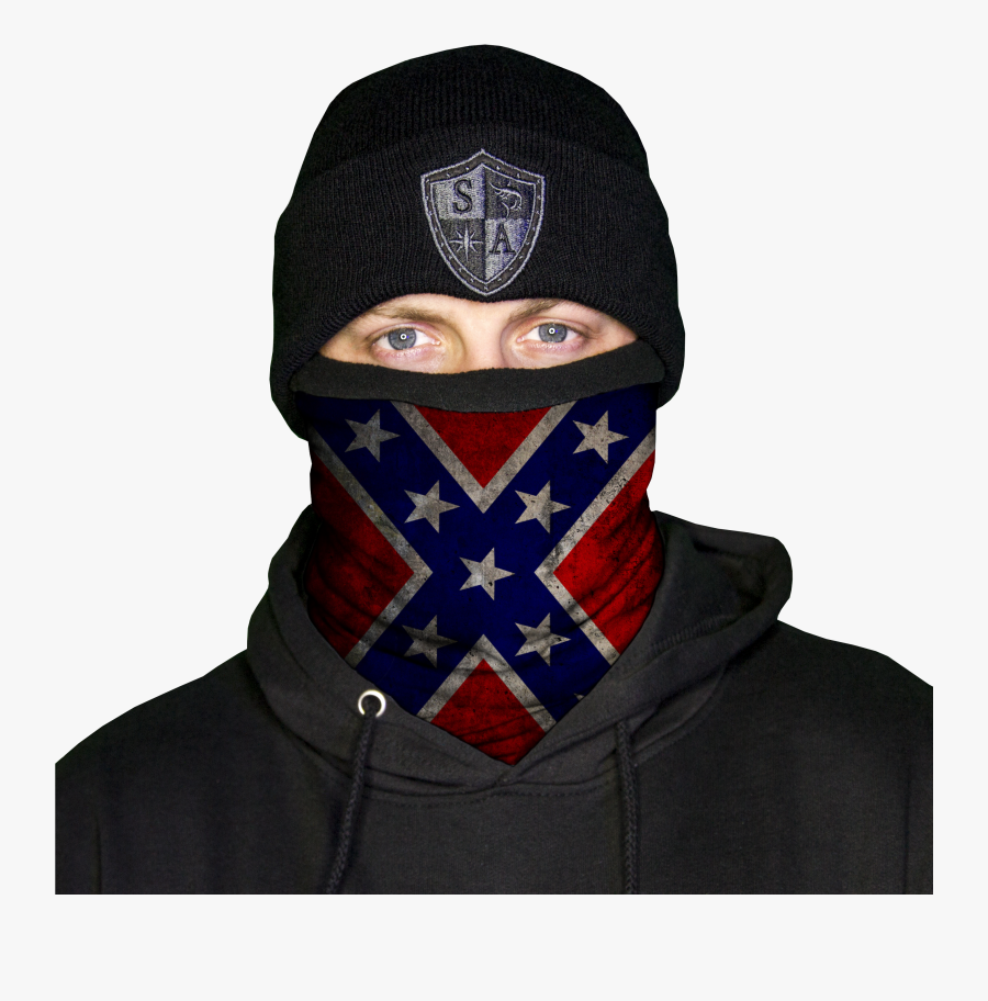 Beanie Fleece Rebel Flag - Black Face Shield, Transparent Clipart