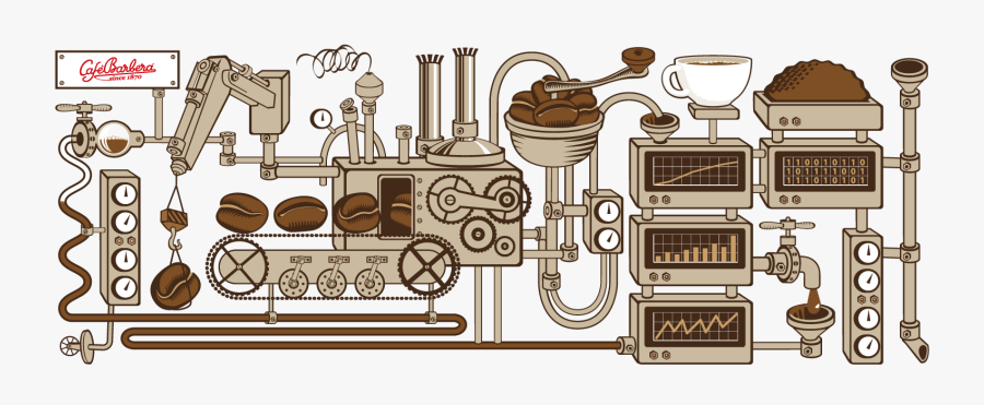 Franchise Cafe Barbera Whats - Coffee Production Line Illustration, Transparent Clipart