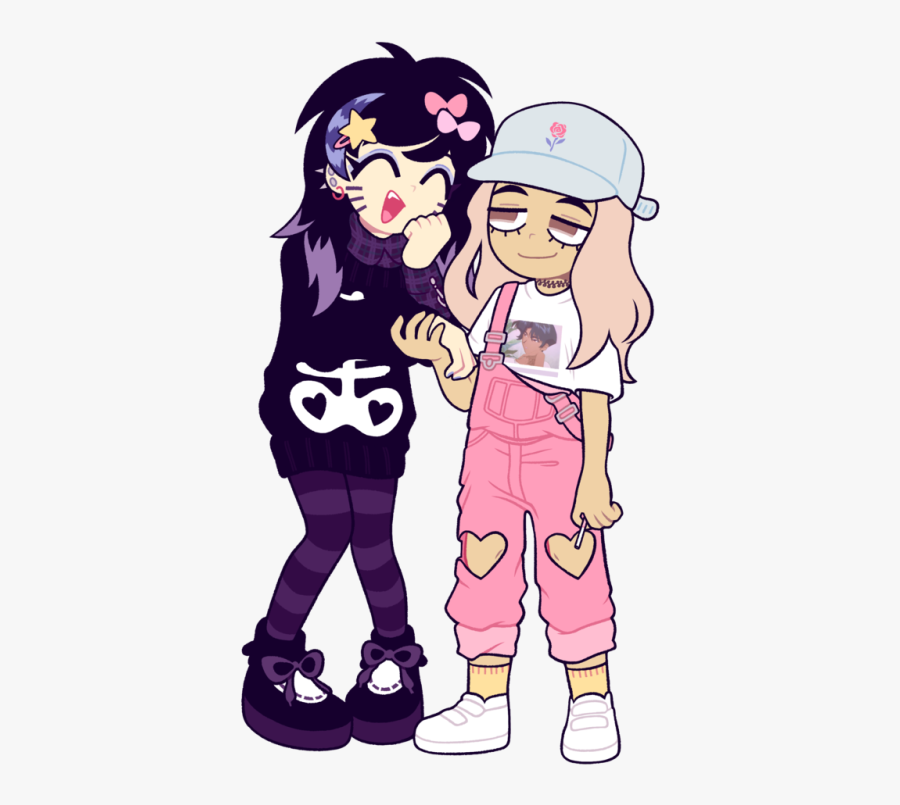 Cute Girls Opposites Pink Black - Nightcore And Vaporwave, Transparent Clipart