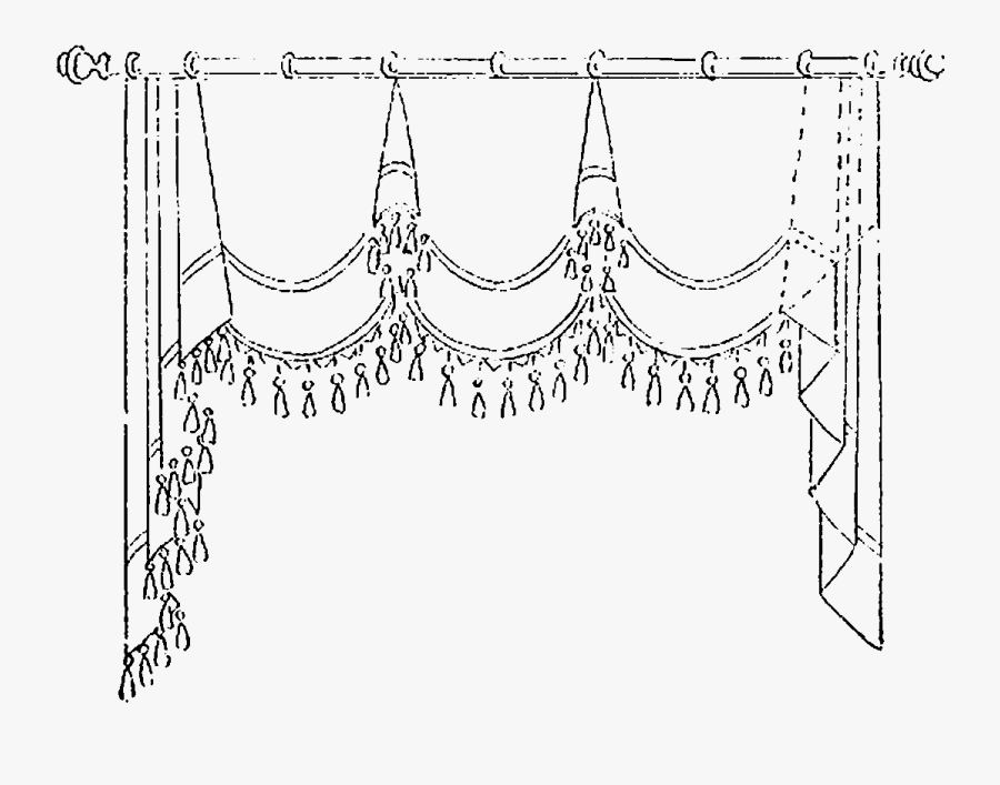 Curtain Clipart Black And White - Line Art, Transparent Clipart