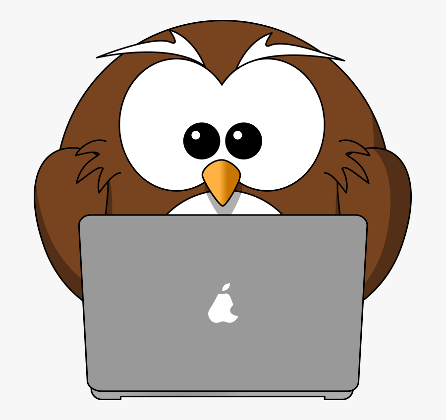 Cartoon Owl And Laptop Tim Png - Cartoon People On Computers, Transparent Clipart