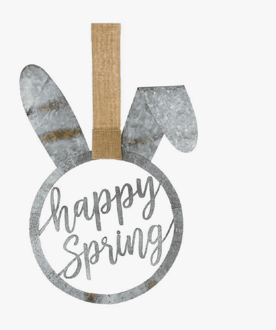 Metal Bunny Door Hanger Happy Spring - Calligraphy, Transparent Clipart