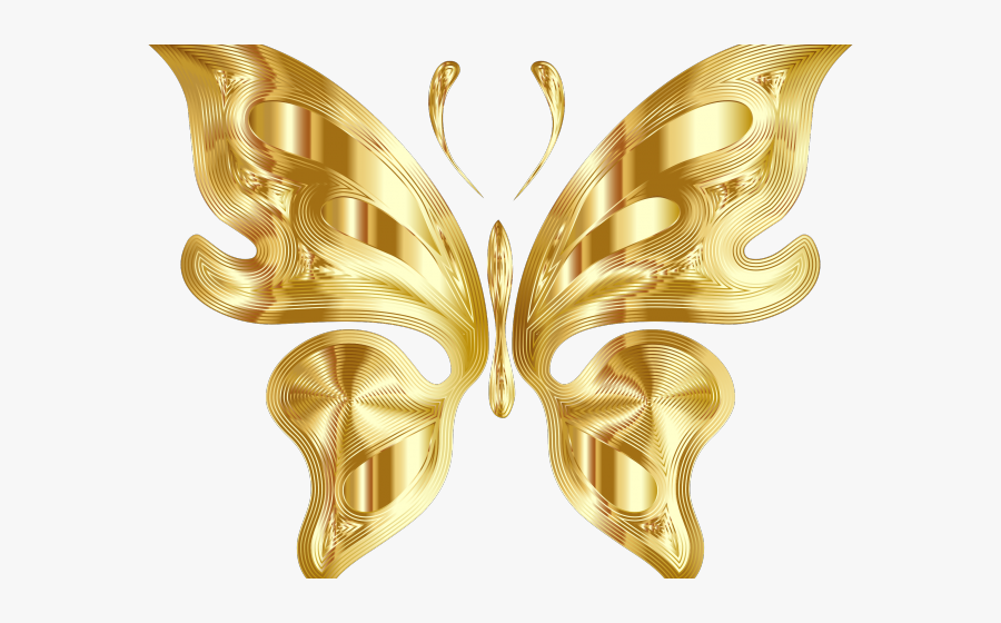 Gold Spring Cliparts - Gold Color Butterfly Png, Transparent Clipart