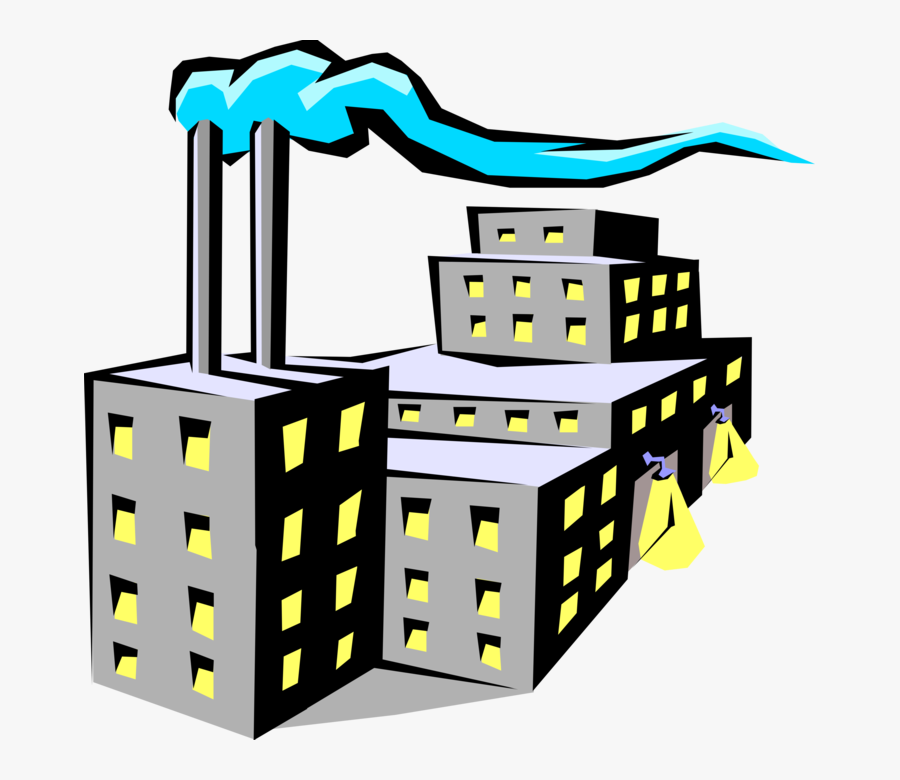 Factory Smokestack Vector Image - Manufacturing Factory Clip Art, Transparent Clipart