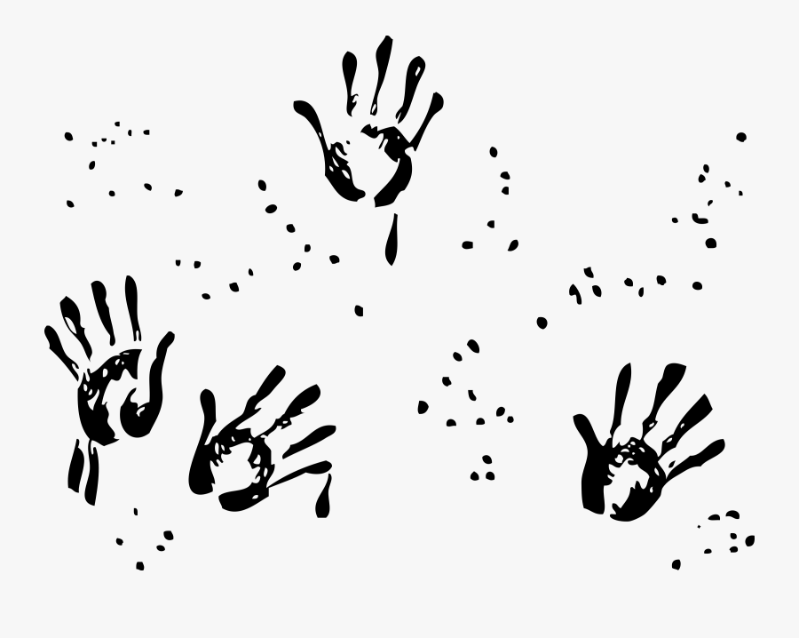 Handprints Clip Arts - Finger Painting Clipart Black And White, Transparent Clipart