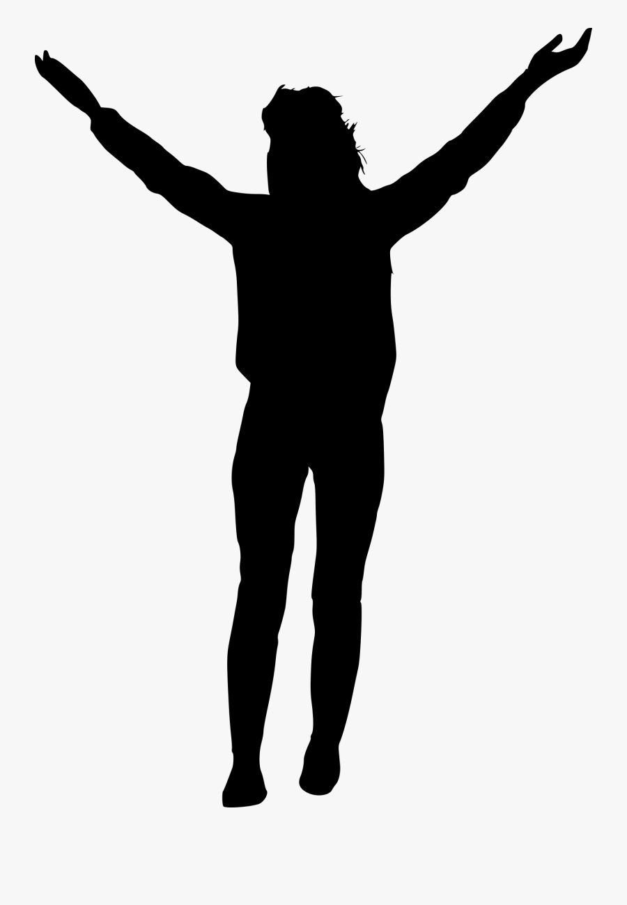 Silhouette Person Hands Up, Transparent Clipart