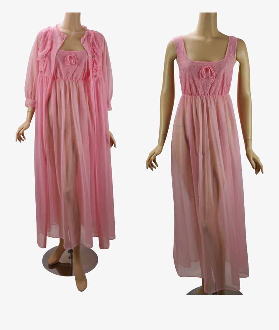 Clip Art Pink Negligee 1970s Nightgown , Free Transparent Clipart