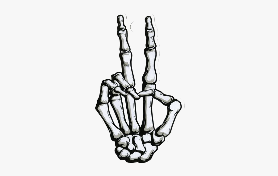 T-shirt Hand Skeleton Drawing Peace Symbols - Skeleton Hand Doing Peace Sign , Free Transparent ...