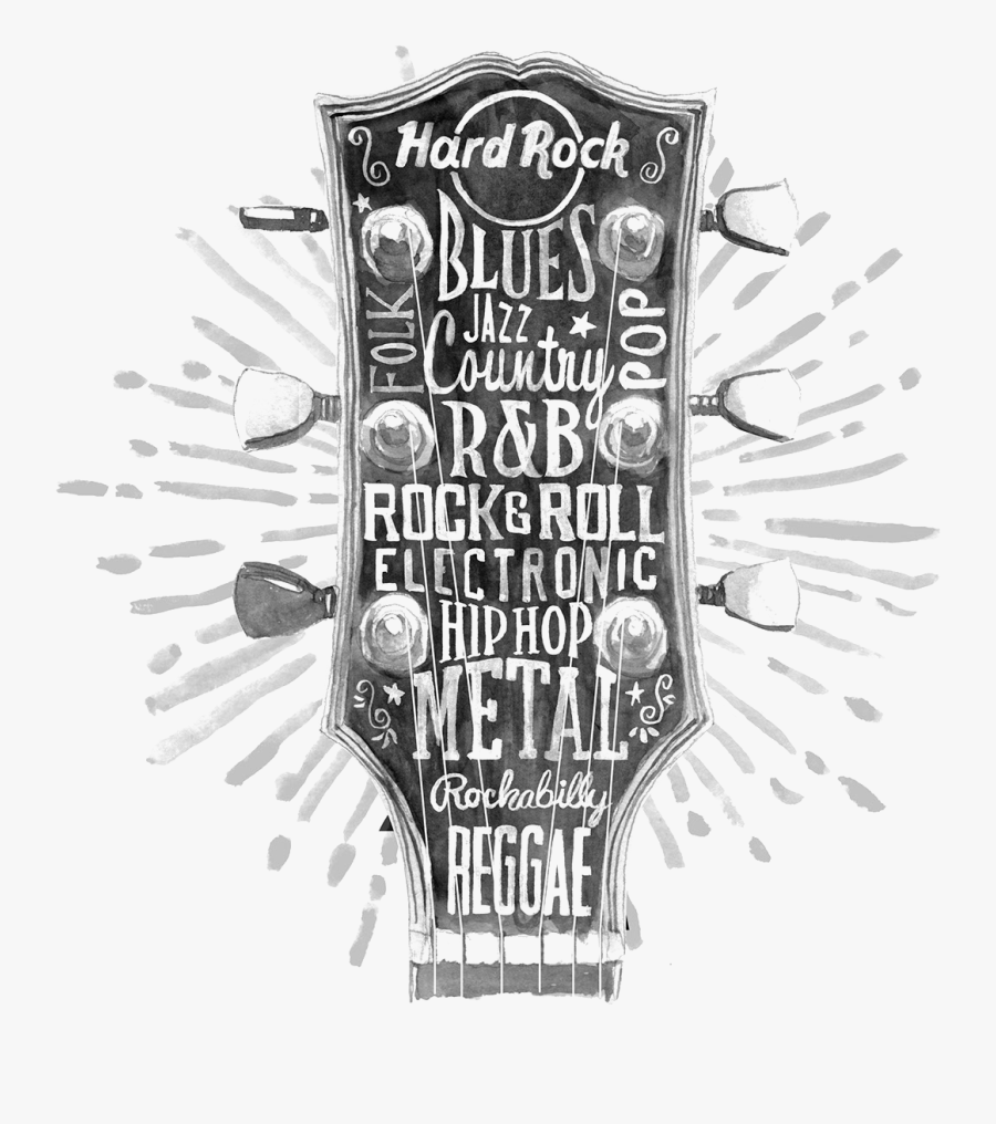 Graphic Hard Illustration Guitar Behance Design Rock - Rock Guitar Design Png, Transparent Clipart
