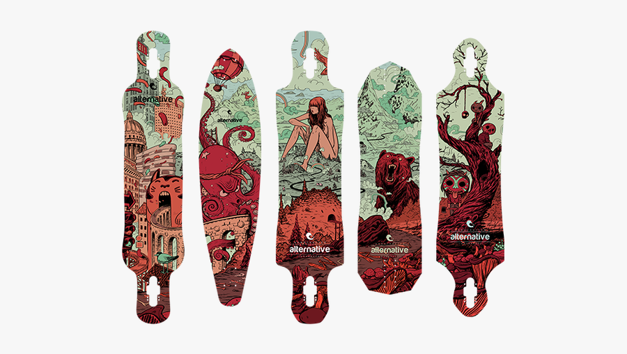 Drawing Skateboard Longboard - Alternative Longboards 2014, Transparent Clipart
