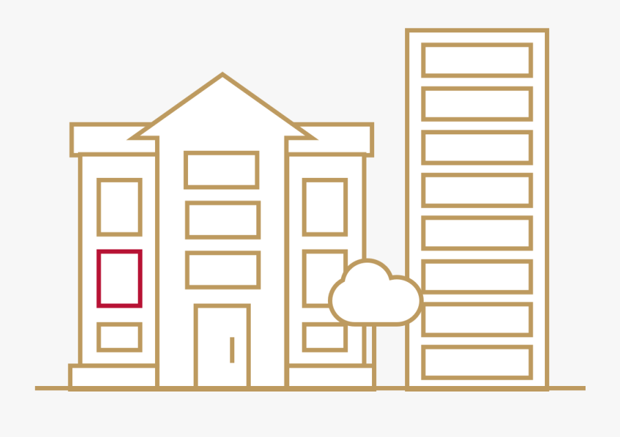Icon Of Two Multifamily Apartment Buildings - House, Transparent Clipart
