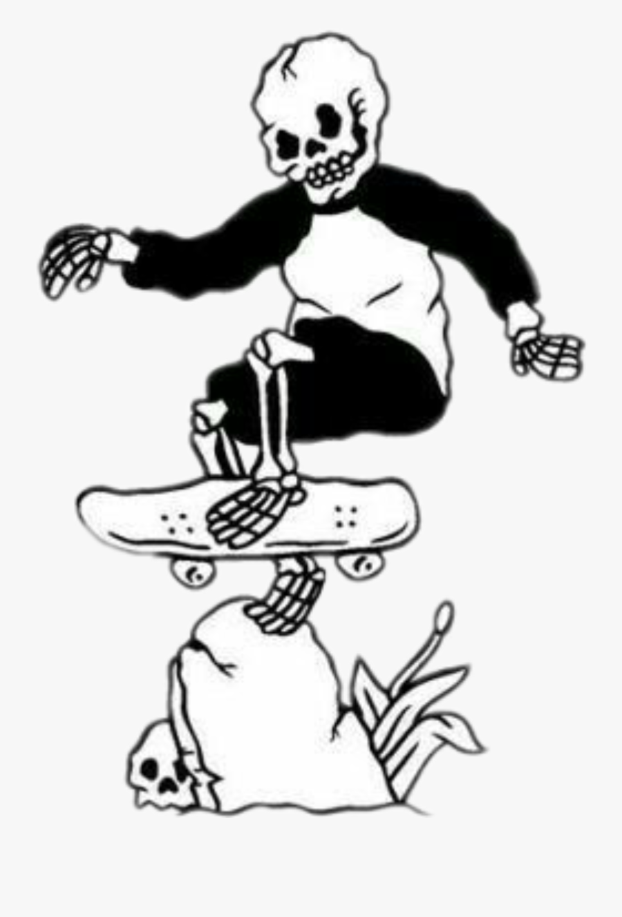 #skater #sk8r #thrasher #skeleton - Skater Skeleton Drawing Aesthetic, Transparent Clipart