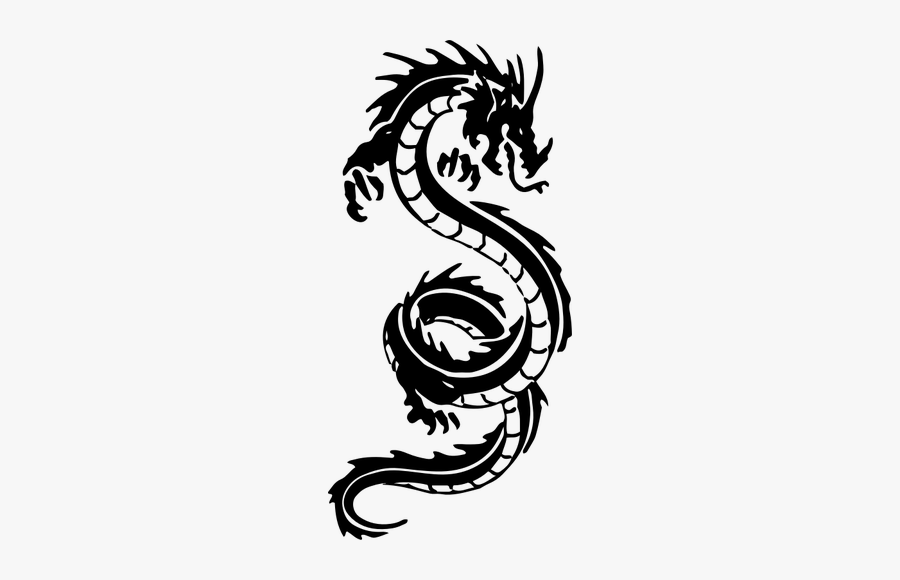 Tribal Dragon Image - Simple Japanese Dragon Drawing, Transparent Clipart