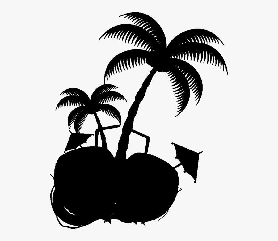 Coconut Palm Trees Clip Art Silhouette Leaf - Palmeras Blanco Y Negro, Transparent Clipart