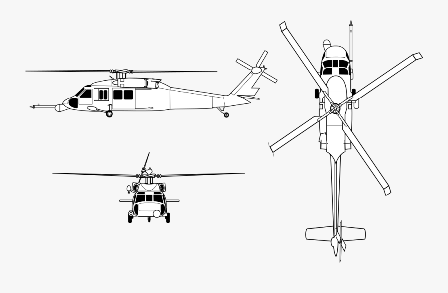 H 60 Clipart Filehh 60 Pavehawk Orthographical Imagesvg - Uh 60 Line Drawing, Transparent Clipart