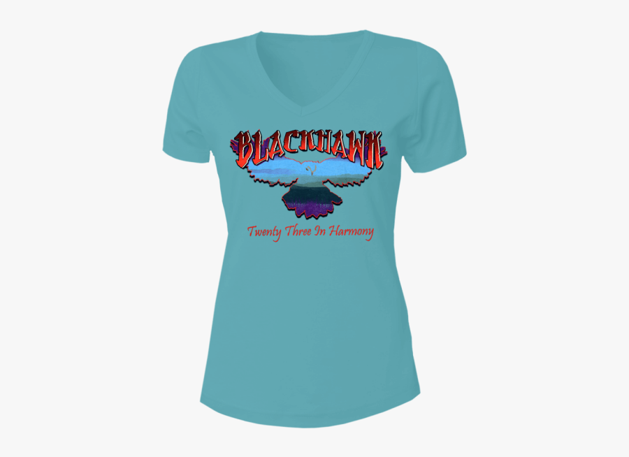 Blackhawk Ladies Light Blue V Neck Shirt - Blackhawk Band T Shirt, Transparent Clipart