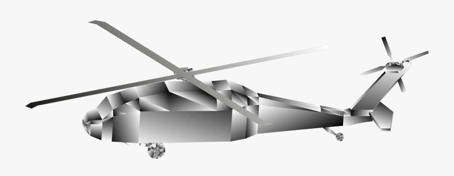 3d Low Poly Blackhawk Helicopter Grayscale 2 Clip Arts - Animasi Gif Helikopter Terbang, Transparent Clipart