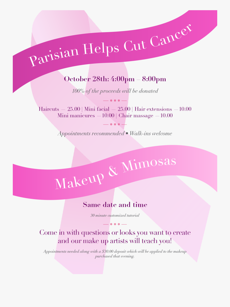 Parisian Breast Cancer Flyer - Dry Cleaning, Transparent Clipart