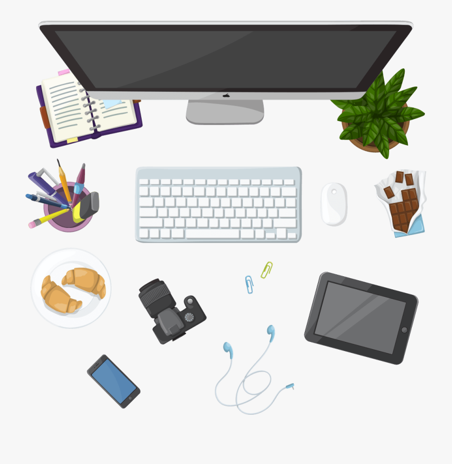 Transparent Personal Items Clipart - Desk Top View Png, Transparent Clipart
