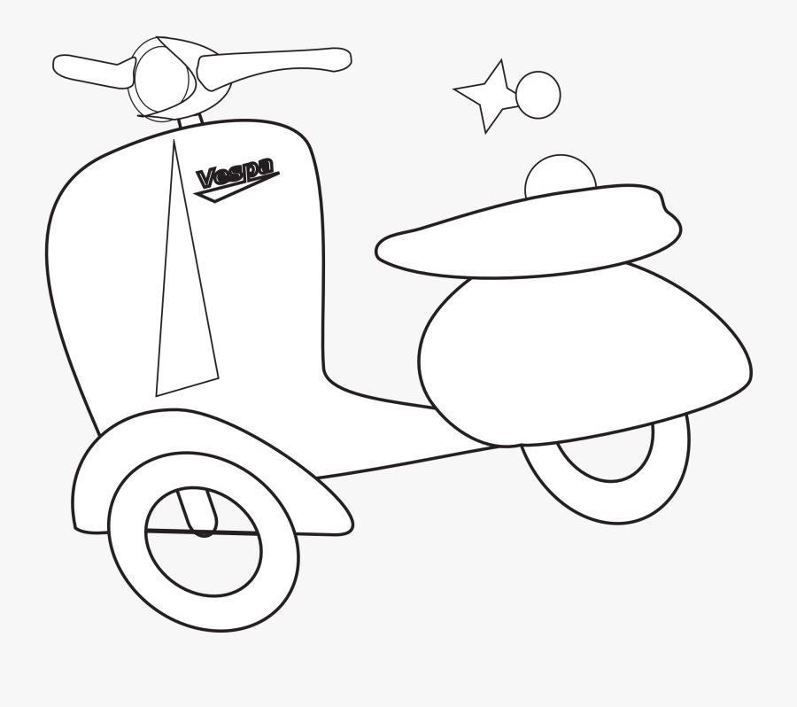 Clipartist � Clip Art � Vespa Black White Line Art - Black And White Vespa Line, Transparent Clipart