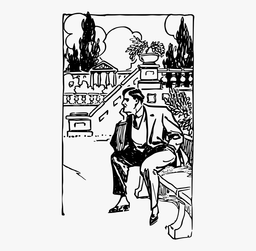 This Png File Is About Chair , Thoughts , Man , Sit - Düşünceli Adam Siyah Beyaz, Transparent Clipart