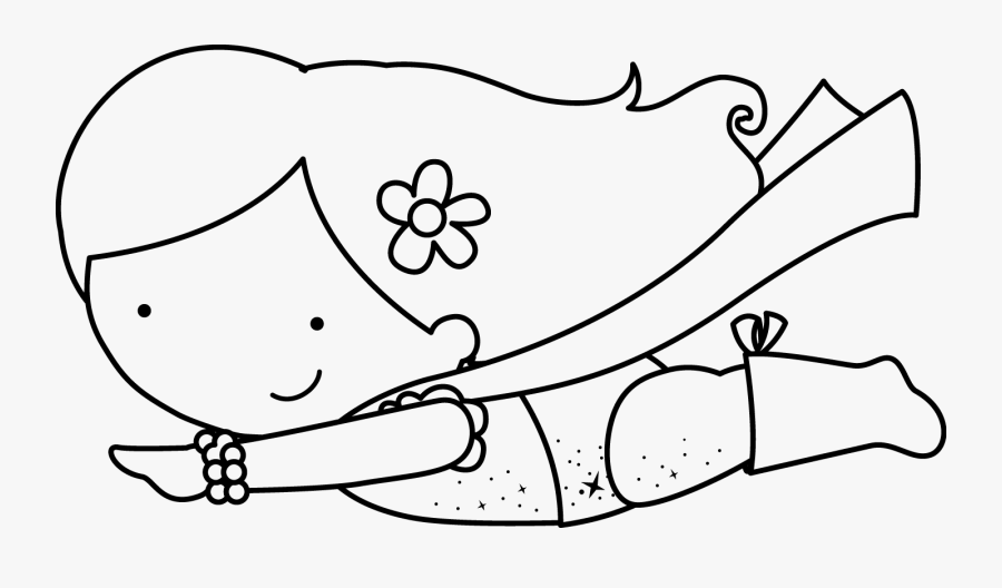 Super Girls Clip Art - Line Art, Transparent Clipart