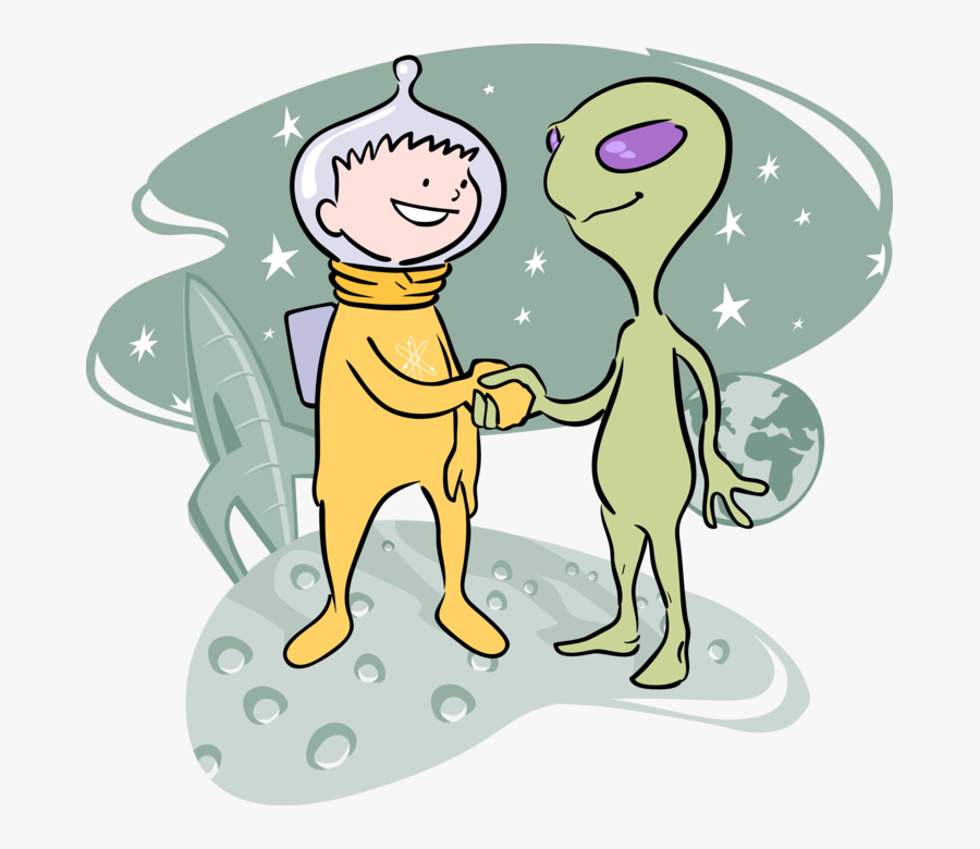 Vector Illustration Of Extraterrestrial Space Alien - Astronaut Cartoon, Transparent Clipart
