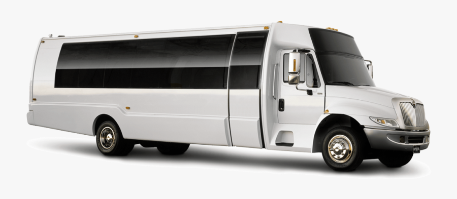 26 Passenger White Party Bus, Transparent Clipart