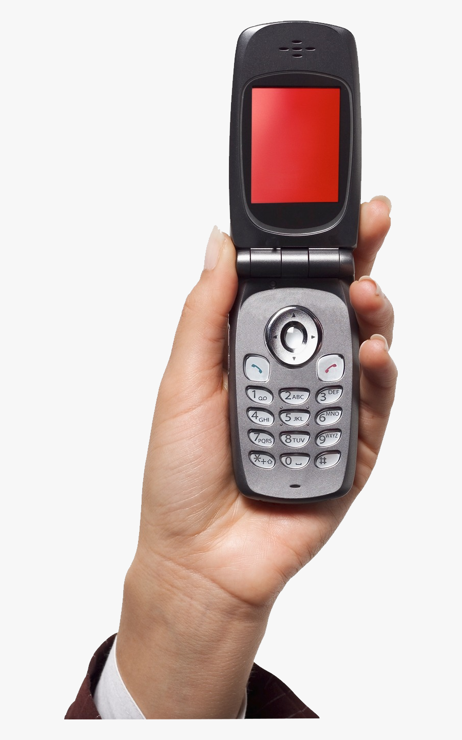 Phone In Hand - Holding Flip Phone Png, Transparent Clipart