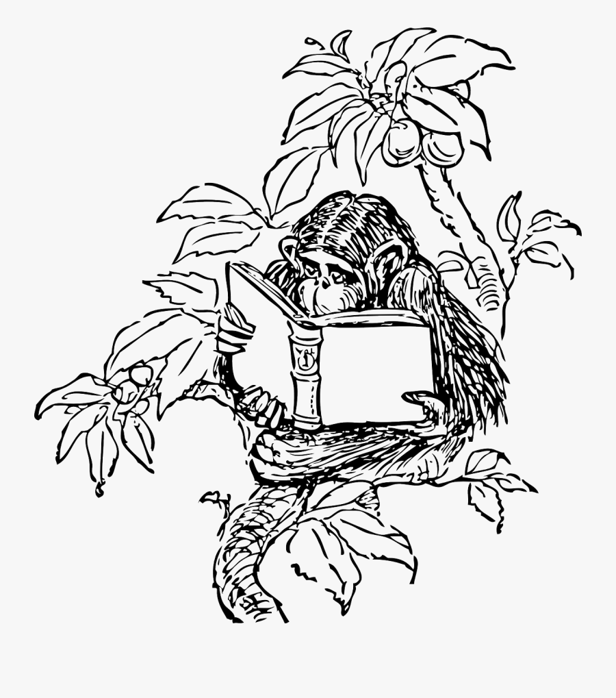 Animals Reading Black And White, Transparent Clipart