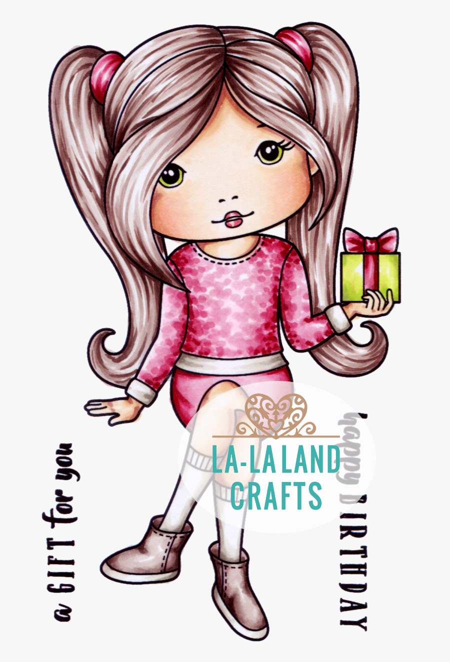 Birthday Gift Molli Digi Stamp - Cartoon, Transparent Clipart