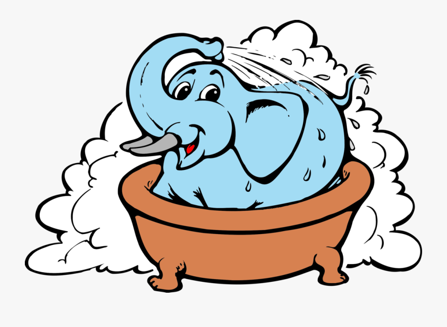 Line Art,head,art - Elephant Cartoon Having Shower, Transparent Clipart