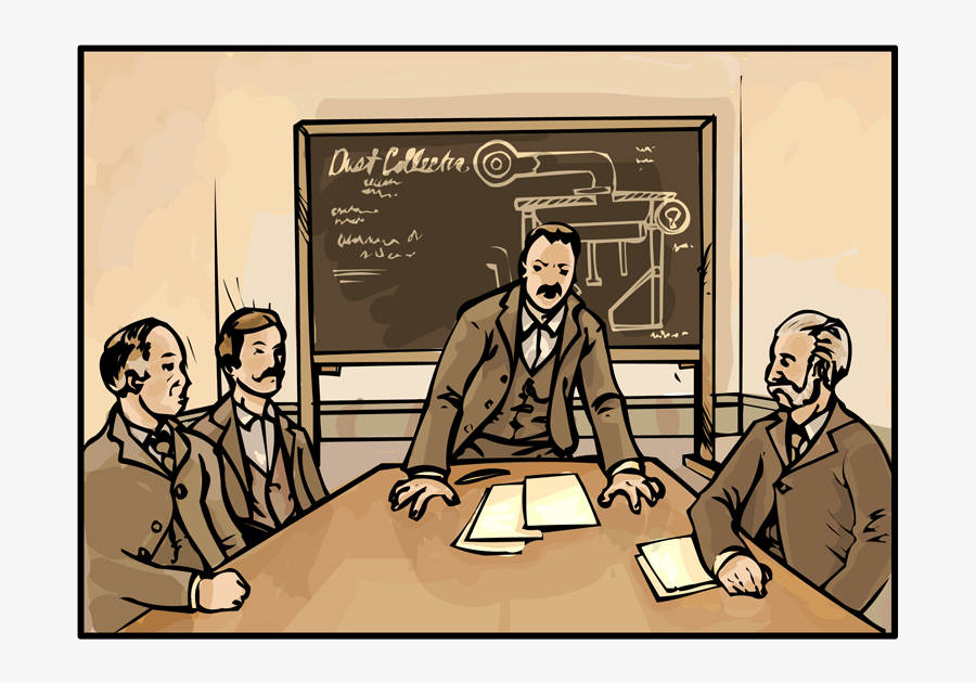 Washburn Stands At A Conference Table Explaining His - Cartoon, Transparent Clipart