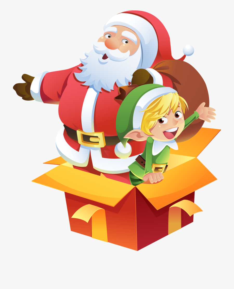 Merry Christmas Join Our - Santa And Elf, Transparent Clipart