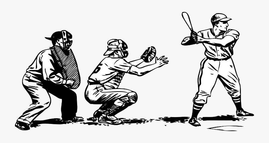 Playing Baseball Black And White, Transparent Clipart