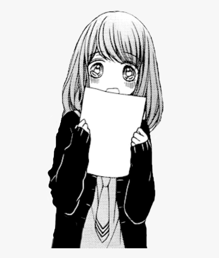 Clip Art Monochrome Anime Sad Anime Girl Transparent Background Free Transparent Clipart Clipartkey