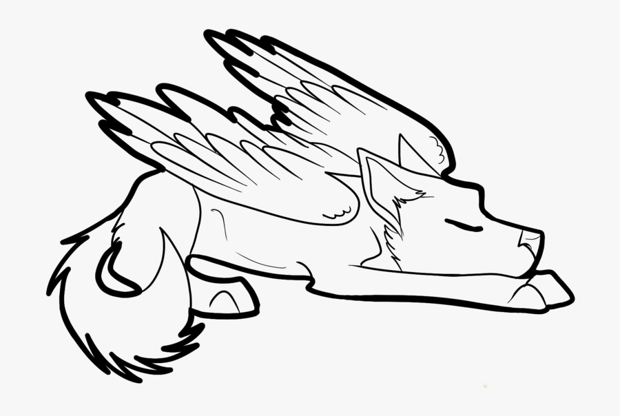 Winged Cat Drawing At Getdrawings Com Free For Personal - Anime Easy Wolf Drawings, Transparent Clipart