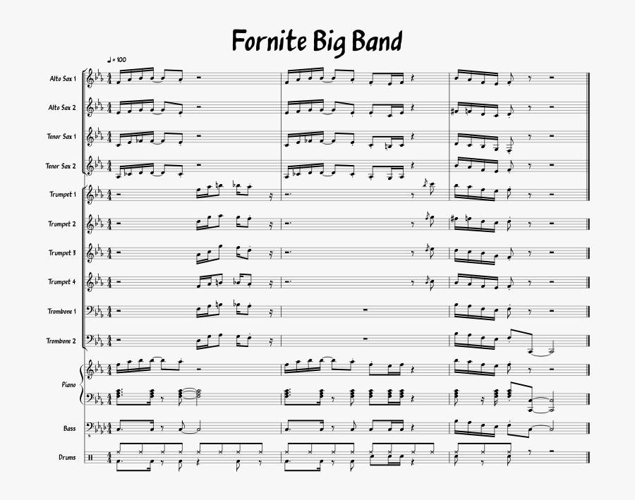 Fornite Big Band Sheet Music For Piano, Alto Saxophone, - Carol Of The Bells Sheet, Transparent Clipart
