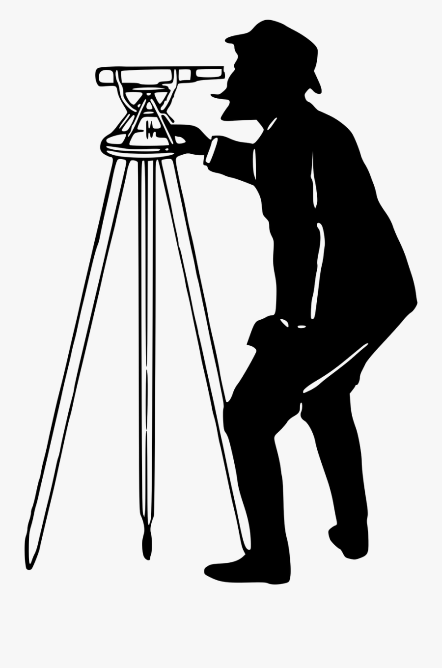 Man Silhouette Surveying - Surveyor Clipart, Transparent Clipart